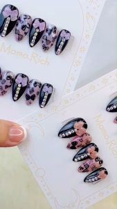 !!พร้อมส่ง!!เล็บเจลแท้ 100% เล็บเจลน่ารักทรงแหลม ลายโบว์ วิ้งค์ๆ น่ารักสุดคิ้วท์ (A03)