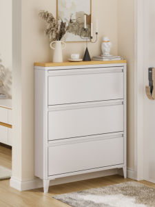 DIBIOU | Ultra-thin Lockable Steel Flip Door Shoe Cabinet