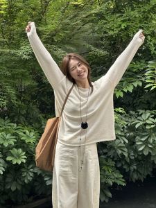 Place Order South Korea Niche Style Casual Loose Japanese Paper Yarn Simple Pullover Tops Knitting Blouse for Women