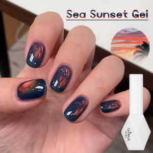 Sơn Gel Móng Tay Thu Đông WS 1-12 Chiếc Màu Hoàng Hôn Biển Xanh Dương Vàng Pha Lê Ánh Sáng Hạt Cườm Mắt Mèo Tự Làm Tại Nhà Salon Sơn Móng Tay Gel