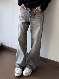 CHENMU | Quần Jeans Nam Đùi Dư Mùa Thu Vintage Màu Xám Khói Ống Quần Thẳng