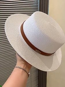 Mũ cói vành phẳng thời trang vành rộng 8cm có dây rút điều chỉnh phù hợp vòng đầu 4 màu