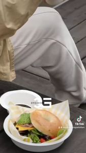 EC 50Pcs Disposable and Biodegradable Creative CITYWALK Hotdog Western Food Tray Thickened two-compartment Coffee Drink