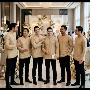 Mens traditional Malay baju Viral long sleeves Round neck Style Prayer Clothing Wedding and Raya Collection