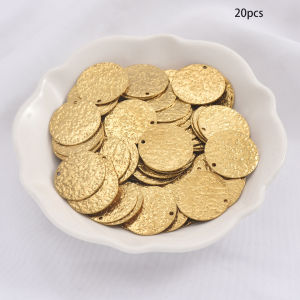 20 Chiếc Mặt Dây Chuyền Hình Đĩa Đồng Thau Có Vân Hai Mặt Được Phun Cát Dùng Làm Phụ Kiện Tự Chế Cho Khuyên Tai Vòng Cổ Làm Đồ Trang Sức Charm Thời Trang