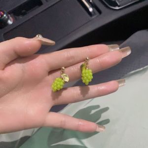 Hoa Tai Hạt Dâu Tằm Xanh Thiết Kế Nhỏ Gọn Phong Cách Tươi Mới Không Cần Khoan Hợp Kim Phụ Kiện Thời Trang Cho Nữ