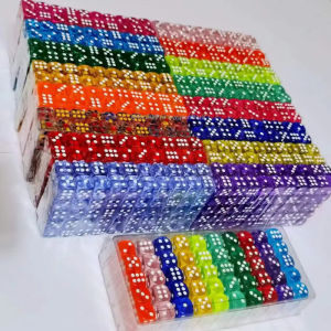 100 Pieces Colored Dices 14mm 6 Sided with Acrylic Material Standard Game Dice Set for Board Games Parties Classroom Math Dice