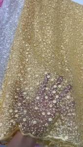 2026 Luxury African Fabrics French Tulle Lace Fabric Green High Quality Sequins Mesh French for Nigerian Wedding Dresses Fabric