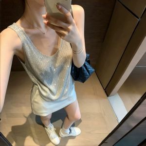 CHOEFULYN | Luxury Sparkle V-Neck Backless Vest