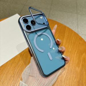 szhaiyu | Luxury Magnetic Wireless Charging Lens Holder Case For iPhone 18 Pro Max 17 Pro Plus Shockproof Armor Transparent Cover Funda