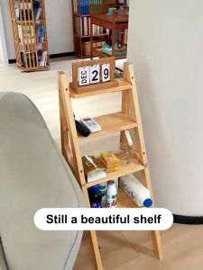 LACC Ladder Chair High Quality Folding Dual Use Solid Wood Ladder Domestic Foldable Stool ﻿Loading 500kg Bamboo Multifunctional Chair Indoors