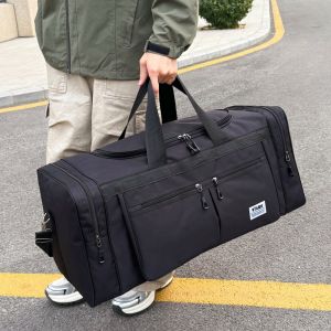 Large Capacity Travel Bag Handheld Luggage Bag for Men And Women Moving Bag Vintage Style Oxford Cloth Material Pure Color