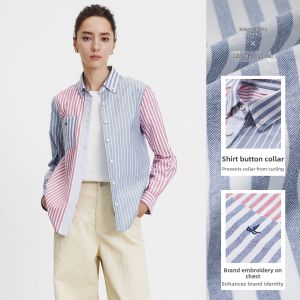 Navigare | Cotton Long Sleeve Spring and Autumn Fashion Stripe Stitching Womens Shirt