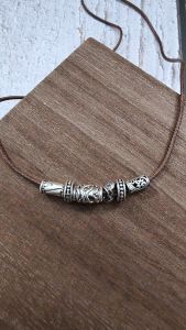 Ready Stock SG - Sable Nox Silver Engraved Beaded Collar Necklace Handmade Necklace