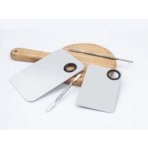 Bộ Khay Pha Màu Trang Điểm Trộn Nền Spatula Makeup Bằng Thép Không Gỉ Cho Lớp Nền Mỏng Mịn Phù Hợp Với Mọi Loại Kem