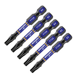Geinxurn 2 In.Impact Tough Magnetic Power Bit SetSecurity Torx Head Power BitsS2 Alloy Steel Star T25 Screwdriver Bits Set