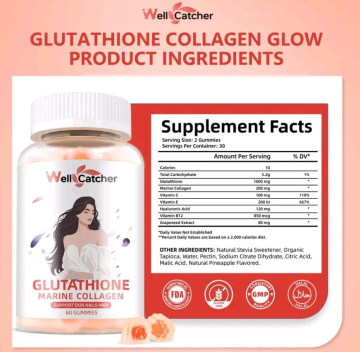 Marine Collagen & Glutathione Supplement Gummies - Well Catcher | Lazada  Singapore