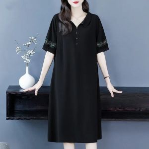 QIAOXIZI | Summer Oversized Polo Collar A-Line Slimming Dress