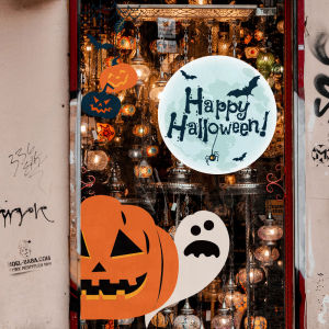 Halloween Decorative Glass Electrostatic Sticker Chamber Escape Scene Atmosphere Shop Decorating Door Pumpkin Window Flower Stickers