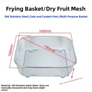 304 Stainless Steel Air Fryer Accessories Grill Pan Oil Drain Rack Dry Fruit Bake Net Barbecue Grid Special Oil Control Parts