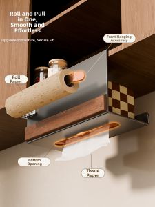 ASCOR | Hanging Paper and Plastic Wrap Storage Rack Wall Mounted Drill-Free