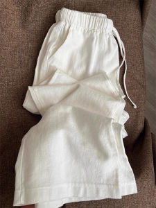 Quần Ống Rộng Bằng Vải Lanh Cotton Pha Trộn Màu Trắng Cho Nam Mùa Hè Quần Ống Rộng Mỏng Nhẹ Nhàng Thoải Mái