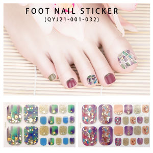 Long-Lasting Gold-Stamped Nail Stickers for Toenails Waterproof Diamond-Impacted Nail Art Decals Cross-Border New Model