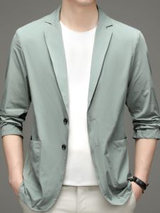 Spring Summer New Style Ultra-Thin Ice Silk Mens Business Casual Suit Lightweight Breathable Sun Protection Top Coat