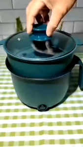 1.5L Electric Frying Pot Stainless Steel Mini Rice Cooker with Non-Stick Interior and Multi-Function Cooking 電飯鍋 电煮锅