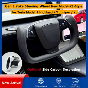 Newest Gen3 YOKE Steering Wheel for Tesla New Model Y Juniper Model YL Model 3 Highland Yoke Handle New Model-XS-Style Carbon