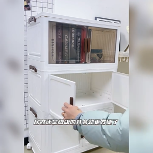 DINEEASY Foldable Cabinet Organizer for Clothes Storage Multi-layer Plastic Wardrobe Kitchen Cabinet With Silent Wheels