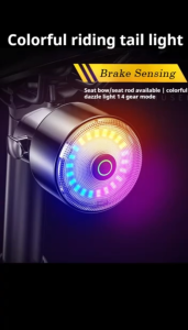 Intelligent sensing bicycle taillight 7-color Type-C rechargeable bicycle brake taillight MTB road bicycle warning taillight accessories are easy to install