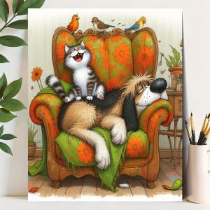 Acrylic Paint By Numbers Cats and Dogs Painting By Numbers on Canvas Coloring By Number for Adults Paint Digital Art