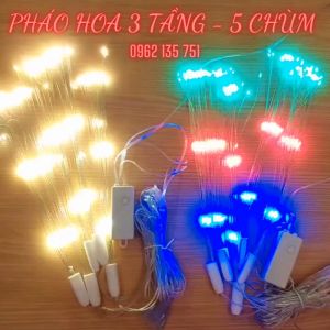 Dây Đèn LED Pháo Hoa 3 tầng - 5 Chùm Màu Vàng  Đủ Màu Trang trí  Siêu Đẹp Dây dài 3m
