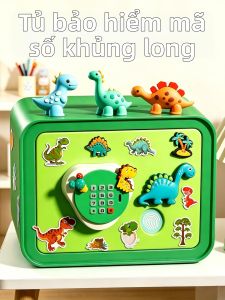 QIQIFISH | Hộp Tiết Kiệm Hình Khủng Long Mở Khóa Bằng Vân Tay Màu Xanh