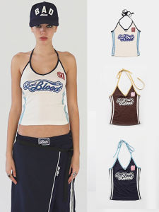 Retro American Style Short Sling Tank Top for Women Summer Fashion Outerwear Underwear Combination Trendy Badblood