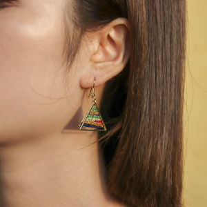 Her Lab Jewelry | Metal pendant earrings triangle square geometric shape pendant fashion earrings for women cool earrings Drop Earrings Art Design Silver and Gold Plated Unique Colors Geometric Earrings for Women free jewelry box