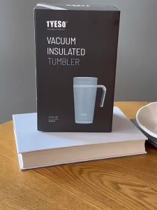 TYESO | TYESO 500ml Business Insulated Mug Double Wall Tapered Vacuum Flasks with Tea Fiter&Handle Office Desktop Thermal Coffee Cups