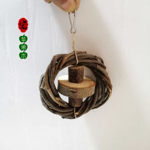 Natural Wood Chews And Biting Toys for Pets Hamsters Squirrels Rabbits Apples Branches Decorative Hanging Rings for Dental Care