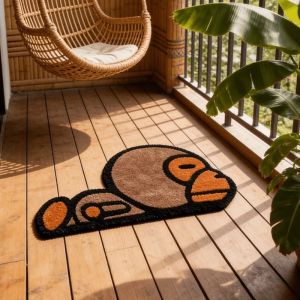 VIKAMA Cute Monkey Plush Doormat Soft Absorbent and Non-Slip Bathroom Mat and Bedroom Bedside Rug Home Decor