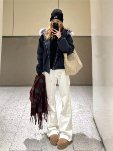 กางเกงโยคะทรงหลวมเอวต่ำสำหรับผู้หญิง กางเกงขายาวทรงหลวมเอวสูงแบบยาวปานกลาง ทรงหลวม ทรงเข้ารูป ฤดูใบไม้ร่วง/ฤดูหนาว