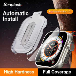 【Auto-Install】Sanptoch For iWatch Ultra Screen Protector With Auto Alignment Tool Kit Tempered Glass For Watch Ultra 2 / Ultra 49mm Easy Installation Ultra-thin Anti-Drop Protector Film