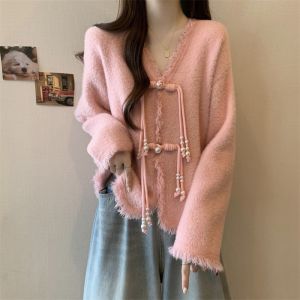 เสื้อสเวตเตอร์ถักแฟชั่นฤดูใบไม้ผลิและฤดูใบไม้ร่วงสำหรับผู้หญิง ดีไซน์กระชับสัดส่วน เสื้อคาร์ดิแกนถักแบบเปิดสำหรับผู้หญิงไซส์ใหญ่