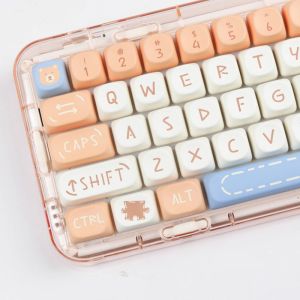 【Keycap Only 】Pudding Bear Keycap Large Font Cute Cartoon 143 keys MOA Profile PBT Sublimation For Cherry MX Switch DIY Customized mechanical keyboard RK IKB HI75 68 98 99 104