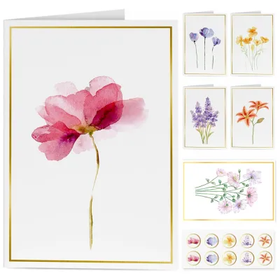 6/12 Pack Blank Greet Cards Elegant Gold Foil Blank Note Cards with Envelopes Blank Greeting Cards Perfect For All Occasions