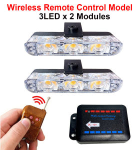 Wireless Remote Control 3 LED Car Grid Strobe Light LED Emergency Grill Signal Warning Flashing Beacon Amber Lamps 12V