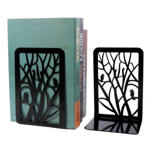 1Pair Hollow Tree Shadow Bird Branch Bookends Exquisite Book Support Office Desk Decoration Retractable Bookstands for Student