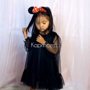 Dress Anak Perempuan Black Dress Party Korean Dress Gaun Tutu Anak 2 Tahun Mewah Elegan Model Wednesday Adam Hitam Halloween KAP155
