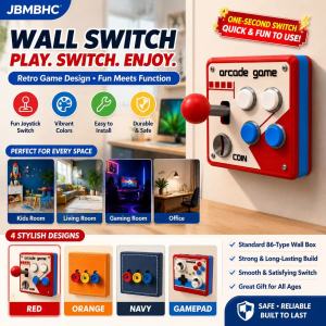 JBMBHC Cool Arcade Style Light Switch Cover 3D Printed Retro Joystick 86 Type Wall Plate Game Room Gamer Gift Home Decor Easy Install