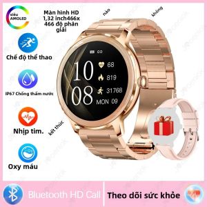 Đồng Hồ Thông Minh Dành Cho Nữ AMOLED 1.32 Inch HD Cuộc Gọi Bluetooth Theo Dõi Nhịp Tim Và Oxy Trong Máu Chế Độ Thể Thao Theo Dõi Sức Khỏe Đồng Hồ Thông Minh